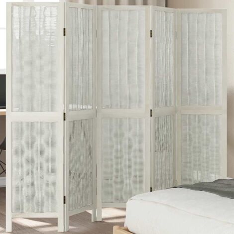 Biombo separador de 5 paneles madera maciza Paulownia