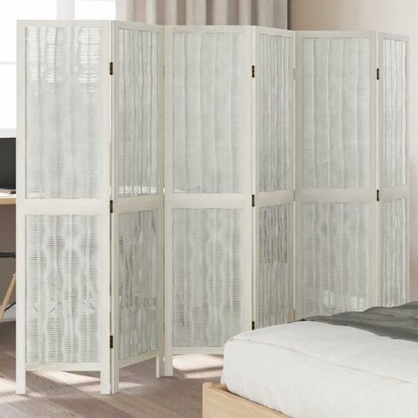 Biombo separador de 6 paneles madera maciza Paulownia