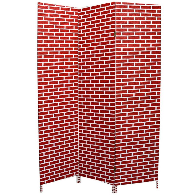 

Biombo Separador de ambientes, bambú natural rojo/blanco, bastidores de madera para decoración, 180 x 135 cm - Hogar y más