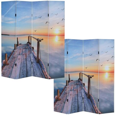 Biombo separador de ambientes de 4 paneles 180x160 cm patrón atardecer PAR04012