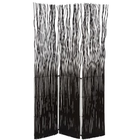 Biombo Separador De Ambientes Dormitorio Salón Moderno 3 Paneles Madera Abel Color Negro