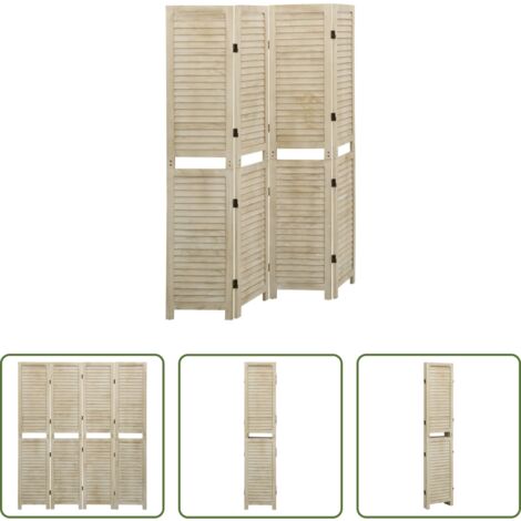 Biombo vintage -  Biombo de 4 paneles de madera maciza de paulownia 140x165 cm