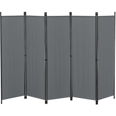 Biombo visual de 5 paneles 171 x 250 cm gris oscuro 030008064