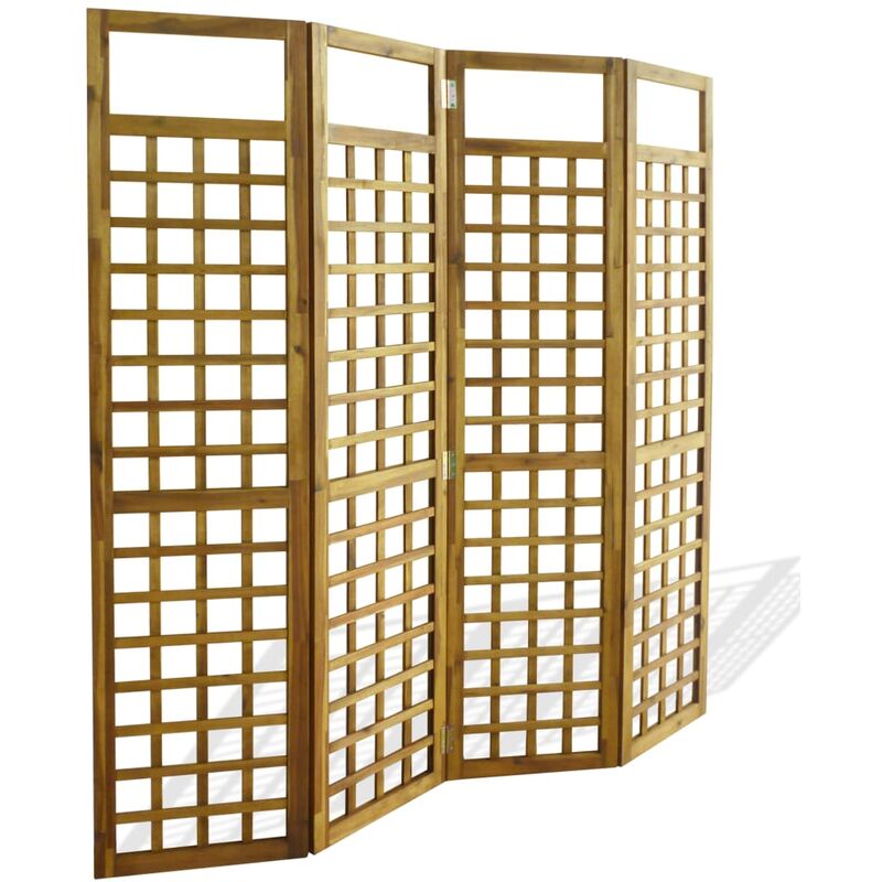 

Biombo/Enrejado de 4 paneles madera maciza de acacia 160x170cm - Marrón
