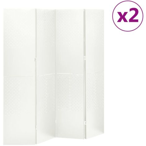 Biombos divisores de 4 paneles 2 uds blanco acero 160x180 cm vidaXL