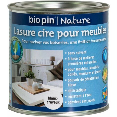 Biopin Nature Lasure cire naturelle pour meubles 0,375 L - Blanc-crayeux