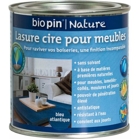 Biopin Nature Lasure cire naturelle pour meubles 0,375 L - Bleu atlantique