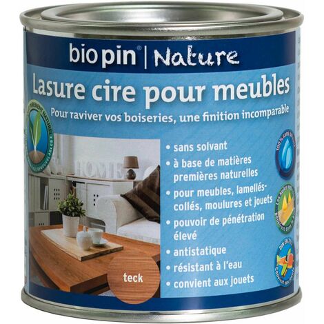 Biopin Nature Lasure cire naturelle pour meubles 0,375 L - Teck