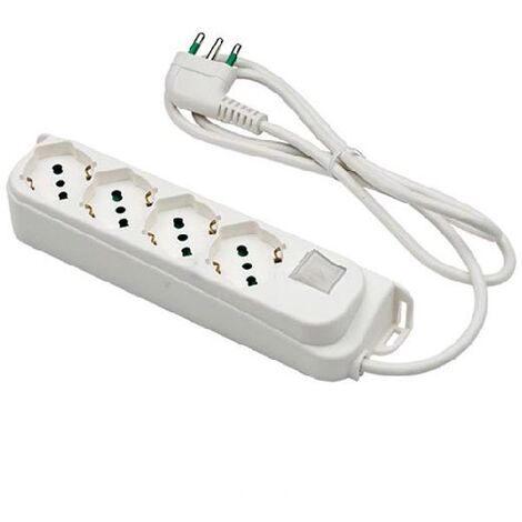 Bipass multiprise 4 prises + Schuko avec interrupteur thermique 2 pôles + T16A Retail - blanc 474204