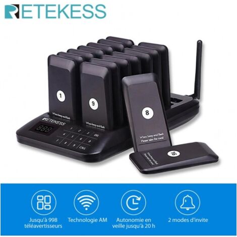 Bipeur Retekess TD157 - Restaurant Bar Fast Food Truck Dessous De Verres Buzzer Beeper Bipper Cloche D Appel 16 Téléavertisseurs