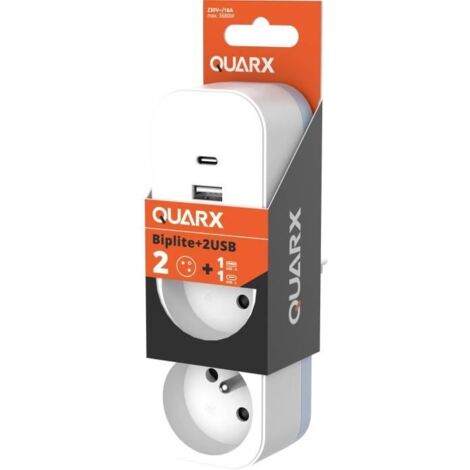 Biplite 2P+T16A + 2USB Bi-Ton weiß Quarx