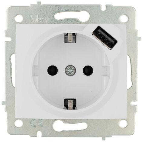 Bipolare Basis mit seitlichem T/T 16 A 250 V mit USB-Stromversorgung  E3/42944 Platte