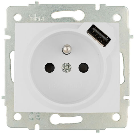Bipolare Basis mit seitlichem T/T 16A 250V mit USB mit Verschluss  E3/42941 Platte