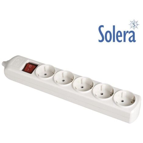 Bipolarer Sockel mit 5 Ausgängen t/tl 10/16A 250V Weiß + Lichtschalter Solera 8005IL