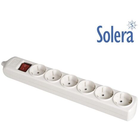 Bipolarer Sockel mit 6 Ausgängen t/tl 10/16A 250V Weiß + Solera-Lichtschalter