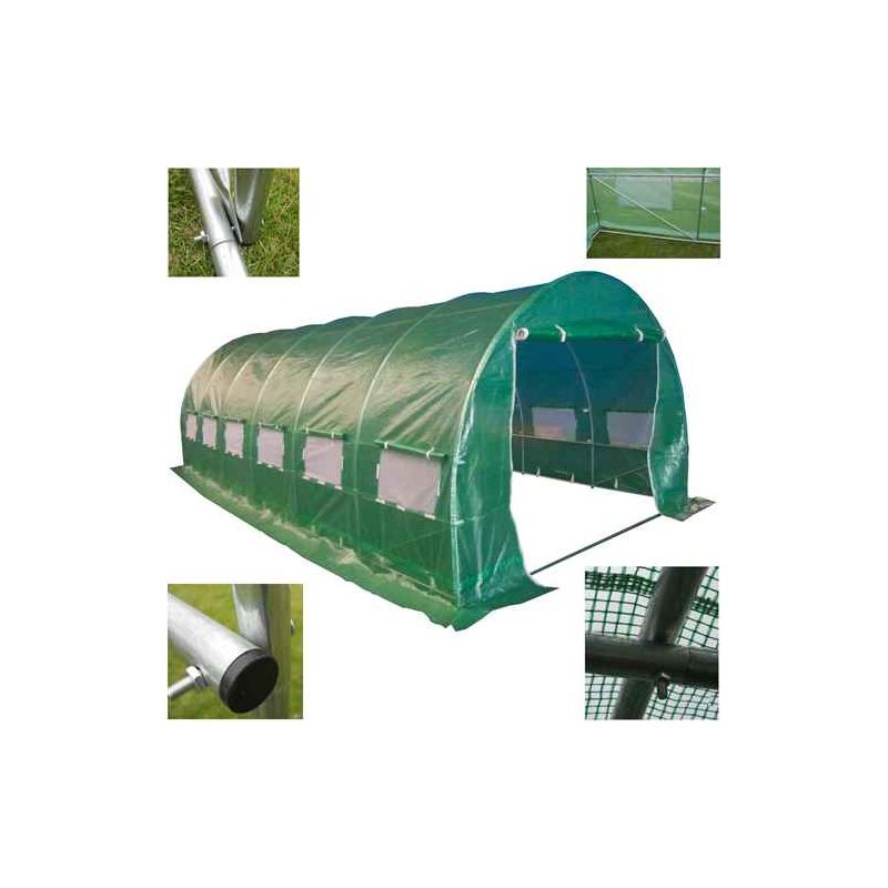 BIRCHTREE 6M (L) x 3M (W) x 2M (H) Polytunnel Greenhouse Galvanised 25mm Frame 6 Section