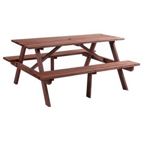 BIRCHTREE Garden Patio Pub Picnic Bench Wooden Table  Set 4 Seats Outdoor Brown