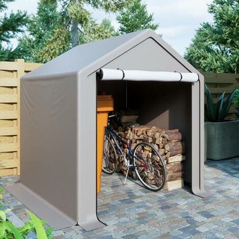 BIRCHTREE Outdoor Garden Storage Tent Bike Motorcycle Carport Shed Shelter Steel Frame 6.2X5.6FT Dark Grey