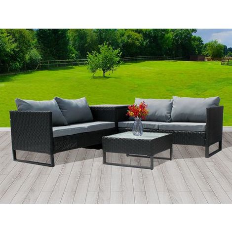 black rattan lounger set