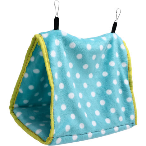 Bird Bed Foldable Portable Comfortable Flannel Triangular Hanging Bird Hammock with Hooks for Parrots Hamsters SquirrelsGreen