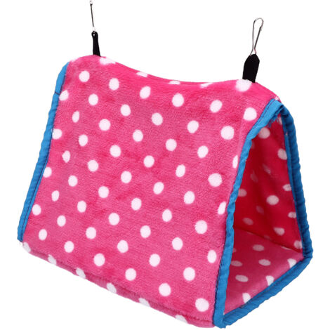 Bird Bed Foldable Portable Comfortable Flannel Triangular Hanging Bird Hammock with Hooks for Parrots Hamsters SquirrelsPink