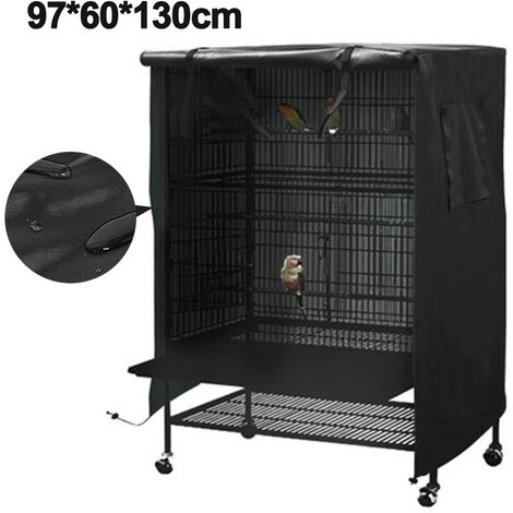 main image of "Bird Cage Cover, Waterproof, Large Bird Cage Cover, Washable Parrot Cage Cover, Windproof Dustproof Night Cover for Parrot Cag, black"