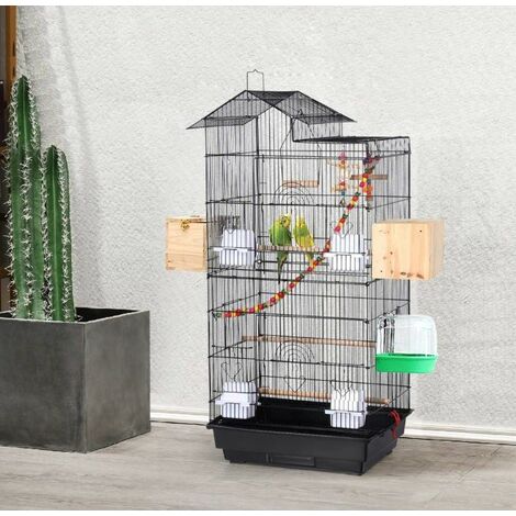 Bird Cage Portable Handle 4 Feeders 3 Perches Cage for Parakeet Cockatiel Conure Finch Canaries