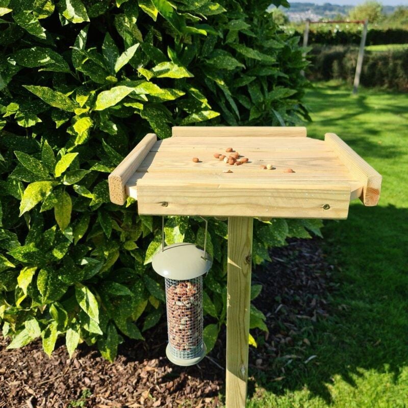 Wild Garden Bird Table, Bird Feeder, Bird Seed Table - Scandinavian Redwood - L12 x W12 x H150 cm - Minimal Assembly Required