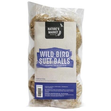Bird Food 6 x Suet Cakes Bird Feed Suet Blocks Wild Bird Food High in Energy & Protein-Rich (6)