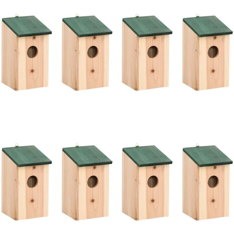 Bird Houses 8 pcs Wood 12x12x22 cm Vidaxl