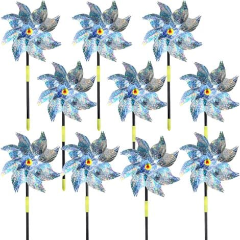 TOOLIVE Bird Repellent (10 Pack), Reflective Windmill Scarers Scare Away Birds in Garden, Orchard, House, Farm - Safer and More Effective Than Spiked Birds and Ultrasonic Bird Repellent