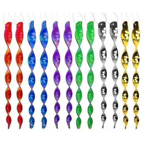 Bird Repeller, 12 Pcs Scarecrow Bird Deterrent Wind Reflective Wind Spiral Rotating Repeller for Scaring Birds, 6 Colors (30CM)