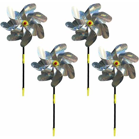 Bird Scarer Decoration, 4 Pieces Reflective Windmill, Anti-Bird Windmill, Scarecrow Windmill to Protect and Decorate Garden, Farm, Orchard, 48 × 18 cm