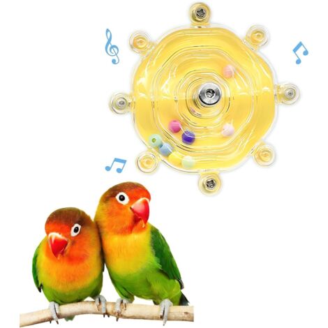 Bird Toys for Parakeets, Colorful Parakeet Toys Wheel, Interactive Spinner Rattle Parrot Toy, Cockatiel Toy for Bird Cage, Chewing Exercise for Conure, Budgies Enrichment Toys (yellow)