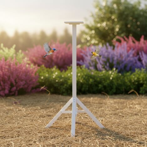 Birdhouse stand bianco 1,05m stand in legno stand mangiatoia per uccelli birdhouse