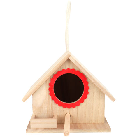 Birds House Durable Hanging Pine Bird Nest for Birds Feeding station resting stop(Red)