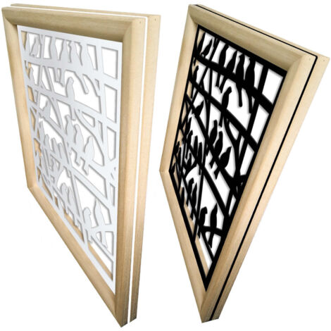 BIRDS - Moduli Decorativi in Legno e PVC - Colore: bianco - Misura: 48x48 cm