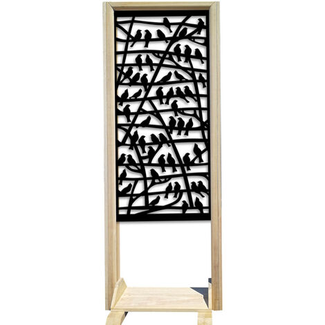 BIRDS - Separè - Paravento modulabile - 70x190cm - in Legno e PVC  Nero