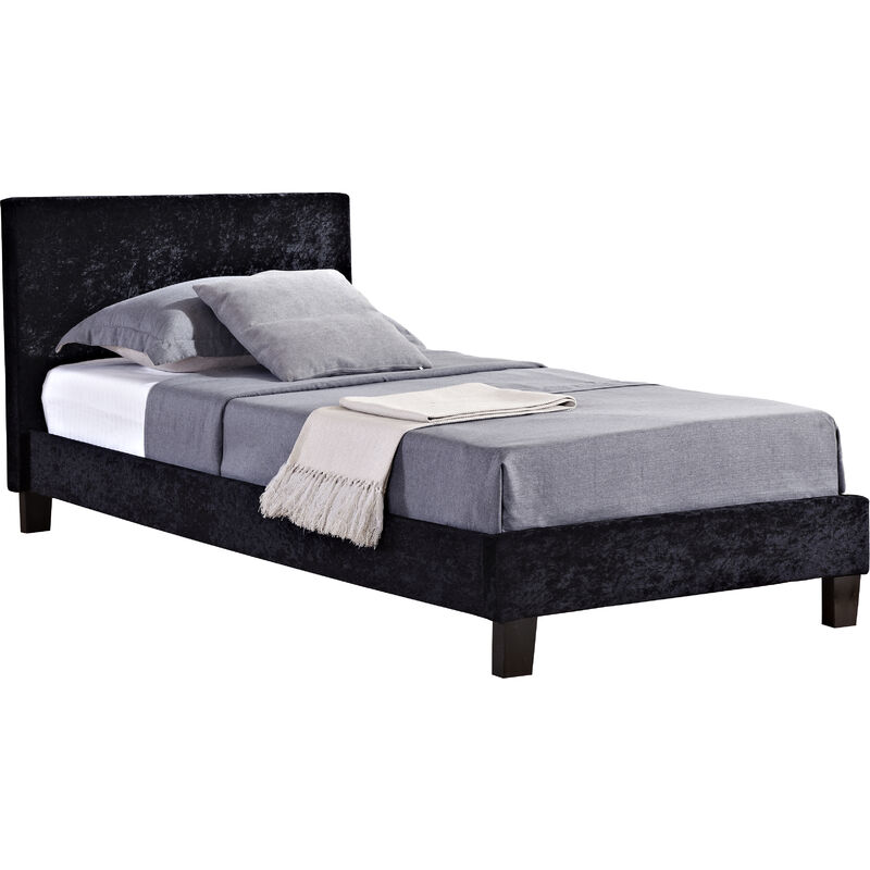 150cm Berlin Fabric Bed Black Crushed Velvet
