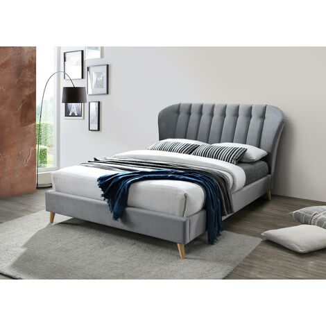 main image of "Birlea Elm Warm Stone Fabric Bed With Winged Headboard 4ft6 Double 135 cm"