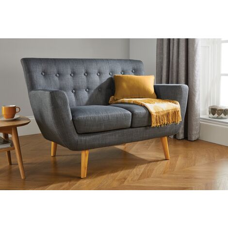 main image of "Birlea Loft Contemporary Retro Grey 2 Seater Fabric Snuggle Sofa"