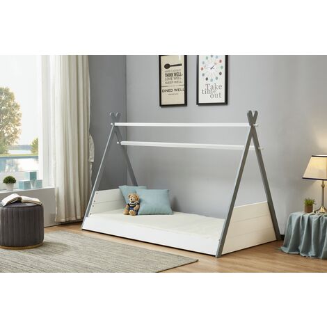 main image of "Birlea Teepee Children's Grey and White Pine Novelty Kids Bed - 3ft Single"