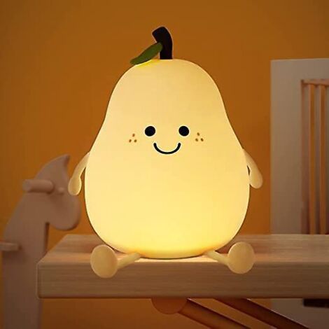 Birnenförmige Silikon-Nachtlampe, LED-Nachtlicht, USB-Ladefunktion, Farbanzeige, automatische Abschaltfunktion, Silikon-Bettlampe