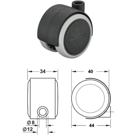 BIRUOTA HAFELE 611.74.600 D.40 PORTATA 35 KG SENZA PERNO O PIASTRA DI FISSAGGIO