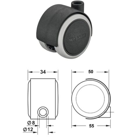 BIRUOTA HAFELE 611.74.610 D.50 PORTATA 50 KG SENZA PERNO O PIASTRA DI FISSAGGIO