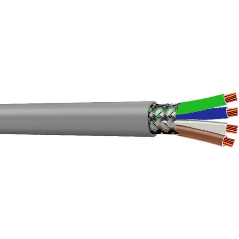 Bis-Electric – Câble blindé 4x1 mm² 500V à la coupe – Minimum 10m – Protection accrue pour applications électriques – Couleurs marron, bleu, blanc, vert