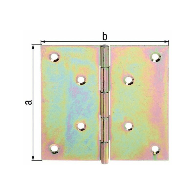 

Bisagra H.38mm An.38mm S.0.75mm STA galv.yellow galv.quad. (Por 50) - GAH
