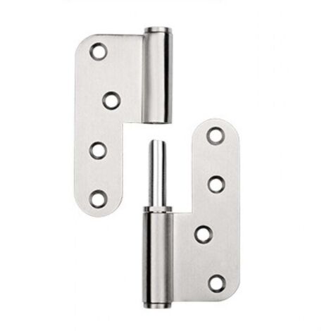 Bisagra curva de acero inoxidable engrosada para puertas de acero pesado, bisagra de inodoro redondeada, bisagra extraíble en forma de L, 100 x 90 x 2,8 mm, izquierda (1 pieza)