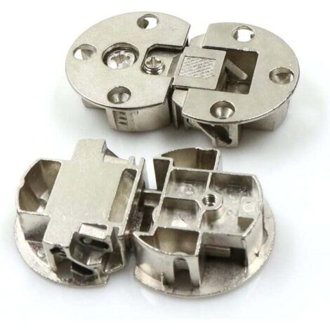 Bisagra de 2 piezas KZQ 3D ajustable de 90 grados para muebles, para puertas de madera, bisagra para muebles atornillable, acero niquelado – bisagra para puertas de armarios y vitrinas