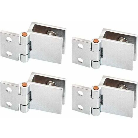 Bisagra de aleación para vidrio, 4 piezas, bisagra de clip para puerta de vidrio de 0 grados, sin necesidad de taladrar, para gabinete de cocina, puerta de vidrio, vitrina (vidrio de 5-8 mm)